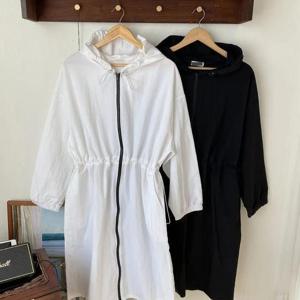 [강물처럼]빅사이즈롱집업 Q556L409 레글런후드허리스냅집업 RA