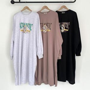 [강물처럼]빅사이즈긴팔원피스 S661L409 애틀란프린팅면원피스 N