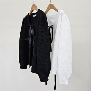 [강물처럼]빅사이즈미니가디건 S639L409 여리리본긴팔미니가디건