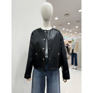 [리스트][LIST] 페이크 레더 라운드넥 자켓 TWWJKQ52140