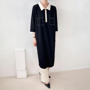 [강물처럼]빅사이즈카라원피스 S625L409 메이카라롱긴팔원피스 B