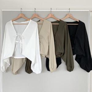 [강물처럼]빅사이즈가디건 S581L408 러블리크롭볼륨볼레로 RD (1