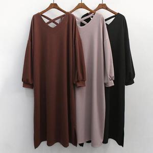 [강물처럼]빅사이즈여리원피스 E675L408 엑스끈트임퍼프원피스 N