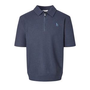 [헤지스]헤지스 블루 단색 면혼방 반팔카라티셔츠 WHTS5B607B3