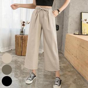 [강물처럼]빅사이즈밴딩바지 R181L408 바캉스와이드린넨팬츠 DG