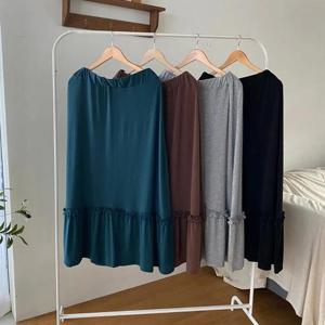 [강물처럼]빅사이즈스판스커트 S490L407 제인밑프릴플레어스커트