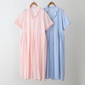 [강물처럼]빅사이즈사랑해요 S459L407 깔끔줄지카라셔츠원피스 W