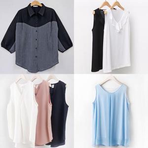 [강물처럼]여름 빅사이즈남방 민소매 쉬폰 쿨 훌 나시 블라우스