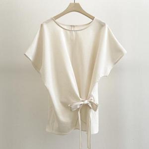 [강물처럼]아이우먼 리아옆리본랩블라우스 SMS377M407 빅사이즈