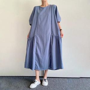 [강물처럼]아이우먼 나일론앞주름롱원피스 TGK043M407 빅사이즈