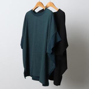 [강물처럼]빅사이즈사랑해요 I910L406 나팔소매나그랑반팔티 MN