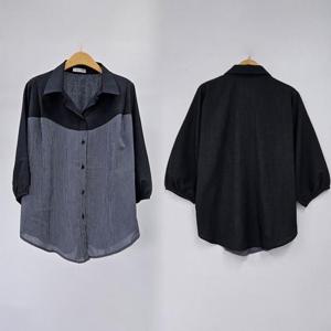 [강물처럼]빅사이즈사랑해요 S267L406 시크스프라이프배색남방 B