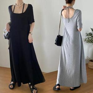 [강물처럼]위쉬몰 RA 실키홀터리본반팔원피스(S204H406) 빅사이