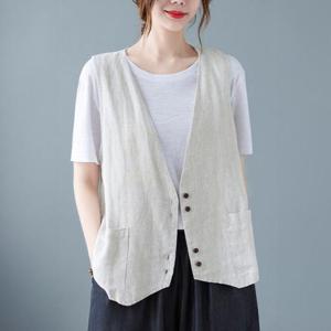 [강물처럼]빅사이즈 406 베이직린넨버튼조끼 DYNR088 (15887063A