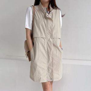 [강물처럼]빅사이즈 406 하이넥지퍼사파리조끼 DBNG852 (1588702