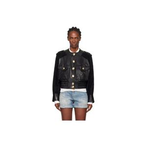 발망 가죽재킷 블랙 트위드   가죽 보머 재킷 252251F064002