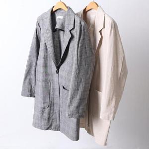 [강물처럼]빅사이즈사랑해요 D472L405 썸머린넨오버체크자켓 IR