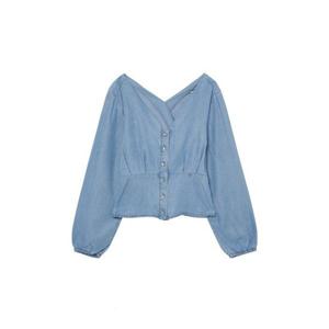 게스 GUESS 여성 브이넥 긴팔 셔츠 YN2D6255 393747