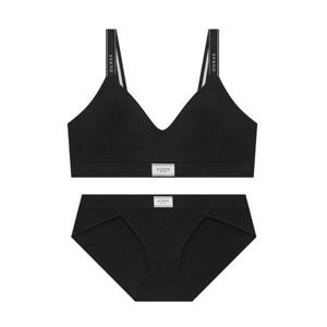 게스 GUESS UNDERWEAR 코튼 스퀘어라벨 스포츠 브라 팬티 세트 - 블랙 GEWBR112BK_PT112BK 395334