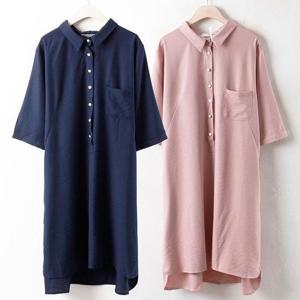 [강물처럼]위쉬몰 IR 셔츠반버튼롱원피스(2615H405) 빅사이즈 (1