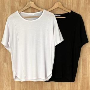 [강물처럼]빅사이즈사랑해요 S100L405 클립실키절개라인반팔티 R