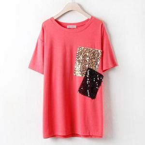 [강물처럼]아이우먼 스팽글포인트티 NB2594M405 빅사이즈 (15406