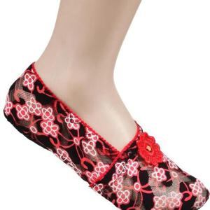 고급 크로바 미끄럼방지 망사 플라워 여성 덧신 5P