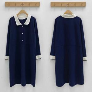 [강물처럼]빅사이즈카라원피스 O708L410 마일드배색카라원피스 B