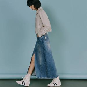 [LAP] 컷오프 웨이스트 워싱 트임 스커트 AS1DS261