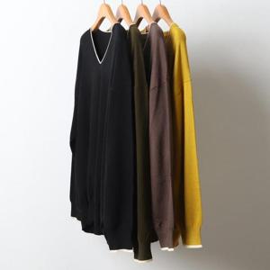 [강물처럼]빅사이즈니트티 J312L410 V라인캐시미어긴팔티 AP (23