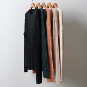 [강물처럼]빅사이즈니트티 J320L410 꽈배기라운드긴팔티셔츠 AP