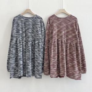 [강물처럼]빅사이즈플레어티 Q011L410 브러시믹스셔링긴팔티 ZY