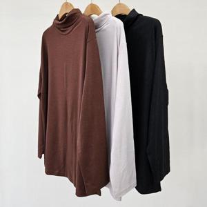 [강물처럼]빅사이즈폴라티 T106L411 레이면폴라넥무지긴팔티 LD