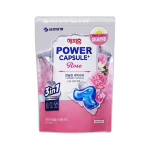 [유한락스]해피홈 파워캡슐 트리플 세탁세제 로즈향 32입