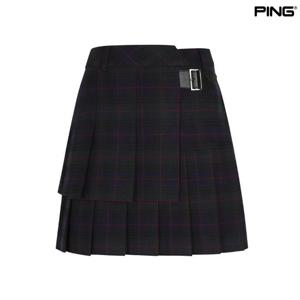 [핑골프](양말증정2개) 여성 체크 이중 플리츠 큐롯 스커트 (121D3PC184_GN)
