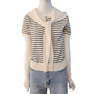 [숲]후드 어깨숄 단가라 니트 가디건(SB4GD30)