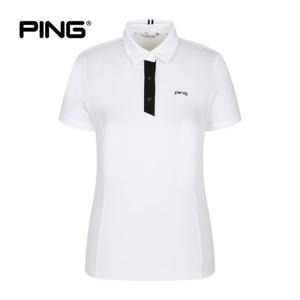 [PING] 여성 배색 포인트 카라 반팔 티셔츠