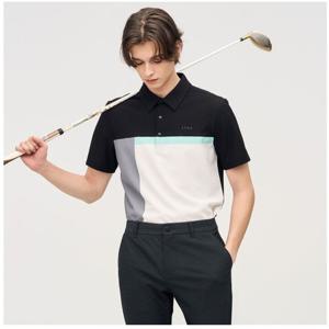 [링스골프][25SS] 남성 허니콤 소재 카라 티셔츠  L11E2TO307_BK