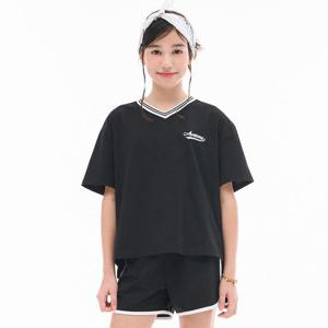 [오션스카이]여아 브이넥 시보리 반팔 티셔츠-EBJG5890D03