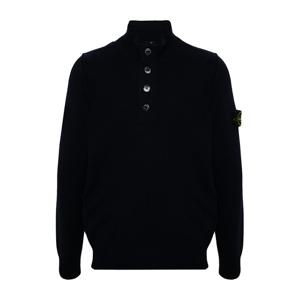 스톤아일랜드 반집업 버튼 니트 네이비 8115540A3 A0020