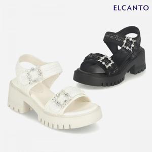 엘칸토  (LCWW56U526) 여성 트위드 청키 샌들 6cm