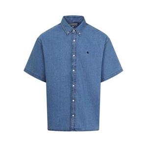 칼하트 WIP 반팔 셔츠 I0345750106 BLUE STONE WASHED DOM