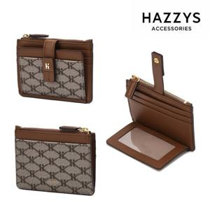 [헤지스ACC][선물포장][헤리아토] 브라운 시그니처 패턴 가죽 카드지갑 HIHO5E886W2