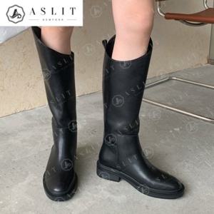 [애슬릿] 오버솔 언발란스 여성 심플 통 롱 부츠 3cm