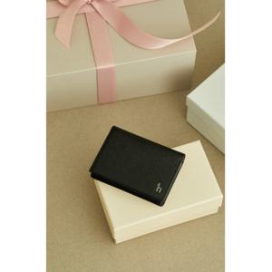 [헤지스ACC][쇼핑백동봉] 남성 [COLOR POINT] 블랙 라인배색 소가죽 명함지갑 HJHO3F603