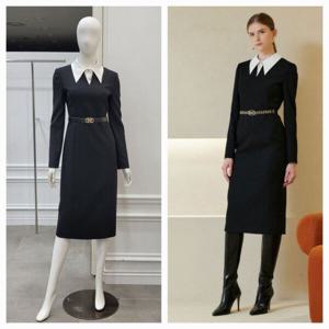 [미니멈]카라 포인트 H라인 원피스 (MXDAWO0430 BK2)_IC