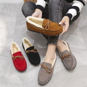 여성플랫슈즈 플랫 털안감 스웨이드 여자 모카신 털신발 방한로퍼