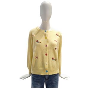 [페이지플린]라운드넥 강아지 자수 컬러 버튼 가디건 F5CCA504