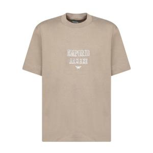 24FW 엠프리오 아르마니 쇼트 sleeve T 셔츠  Contrasting tone 로고  Crew 넥  6D1TQ91JWZZ01P6 TP565483263