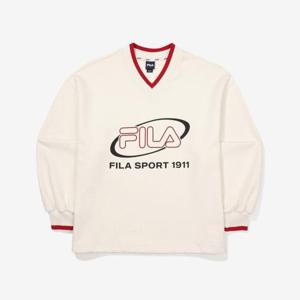 [휠라]빅로고 면혼방 V넥 맨투맨 FS2POF3155F_SAD